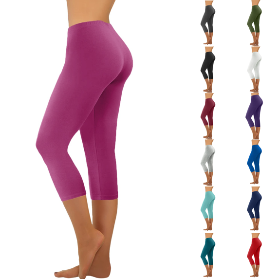 cocolona Capri Leggings for Women Summer Casual Lightweight Stretch Gym Running Workout Yoga Cropped Pants