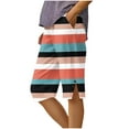 thumbnail image 1 of cocolona Capri Pants for Women Summer Vacation Beach Bermuda Shorts Fashion Striped Print Side Slit Button Cropped Pants Orange XXL, 1 of 5