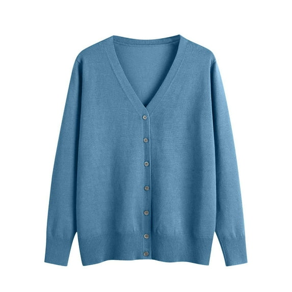 cocolona Cardigan Sweaters for Women Lightweight Button Open Front Knit Cardigan V Neck Long Sleeve Shirts Fall Tops Blouses