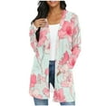 thumbnail image 1 of cocolona Cardigan for Women Lightweight Open Front Long Sleeve Cardigan Coat Fall Fashion Casual Floral Print Outwear with Pockets, 1 of 6