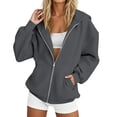 thumbnail image 1 of cocolona Casual Zip up Fleece Hoodies Fall Winter Long Sleeve Oversized Sweatshirts Casual Trendy Sweater Jacket, 1 of 6