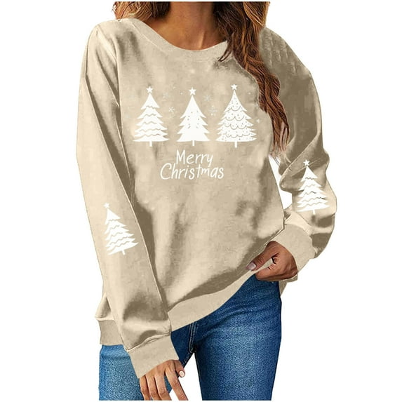 cocolona Christmas Sweatshirts for Women Crewneck Long Sleeve Shirts Xmas Cute Graphic Sweatshirts Fall Pullover Tops Casual Blouses Christmas Gifts