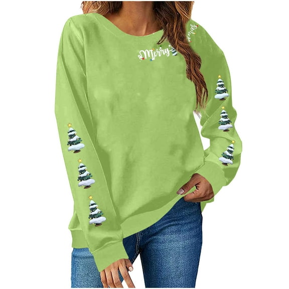 cocolona Christmas Sweatshirts for Women Crewneck Long Sleeve Shirts Xmas Cute Graphic Sweatshirts Fall Pullover Tops Casual Blouses Christmas Gifts