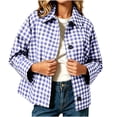 thumbnail image 1 of cocolona Classic Plaid Jacket for Women LightWeight Lapel Button Down Long Sleeve Coat Casual Fall Trendy Outerwear, 1 of 6