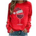 thumbnail image 1 of cocolona Crewneck Sweatshirts for Women Christmas Long Sleeve Shirts Xmas Wine Glass Graphic Sweatshirts Fall Pullover Tops Casual Blouses Christmas Gifts, 1 of 4