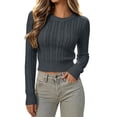 thumbnail image 1 of cocolona Crop Sweater for Women Crew Neck Long Sleeve Pullover Knit Tops, 1 of 7