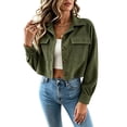 thumbnail image 1 of cocolona Cropped Jackets for Women Lapel Button Down Trendy Tops Casual Long Sleeve Fall Short Outerwear, 1 of 7