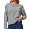 thumbnail image 1 of cocolona Cropped Sweatshirts for Women Oversized Round Neck Long Sleeve Sweatshirts Lightweight Soft Pullover Fall Tops, 1 of 7