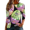 thumbnail image 1 of cocolona Easter Shirts for Women Crew Neck 3/4 Sleeve Bunny T-Shirts Summer Tops Cute Graphic Tees, 1 of 7