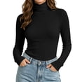 thumbnail image 1 of cocolona Fall Base Layer Tops for Women Mock Neck Long Sleeve Elastic Shirts Solid Color Pullover Slim Blouses, 1 of 7