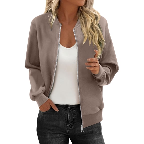 cocolona Fall Jackets Womens Zip Up Sweatshirts Tops Long Sleeve Casual Solid Color Jacket Coats with Pockets Winter Outfits