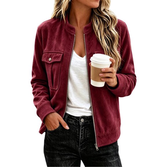 cocolona Fall Jackets for Women Casual Long Sleeve Solid Color Trendy Workwear Outerwear