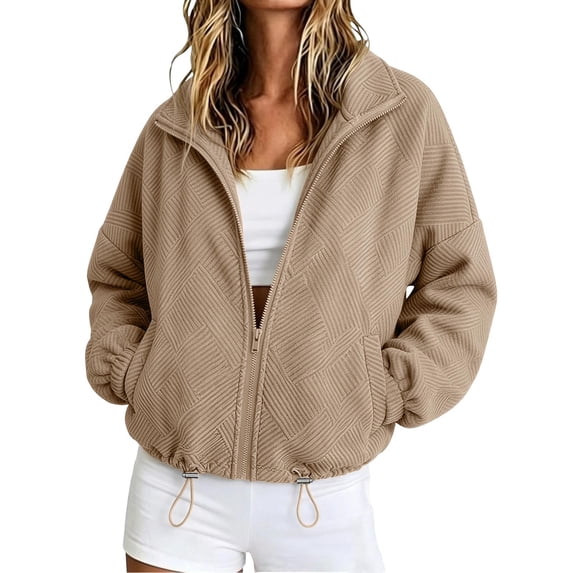 cocolona Fall Jackets for Women Casual Loose Long Sleeve Lapel Outerwear Hem Drawstring Solid Color Textured Trendy Outfits