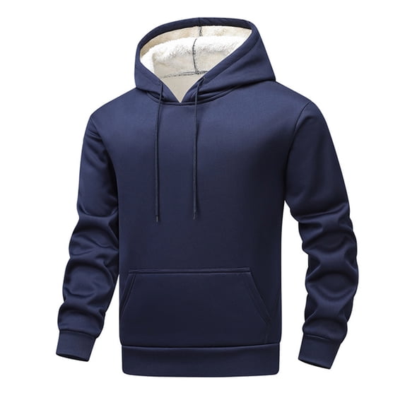 cocolona Fleece Hoodies for Men Long Sleeve Drawstring Hooded Sweatshirts Tops Winter Thicked Warm Pullover Hoodie with Pockets