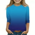 thumbnail image 1 of cocolona Girls 3/4 Sleeve Round Neck Tops Fall Casual Loose Gradient Color T-shirts Lightweight Comfy Cute Shirts, 1 of 5