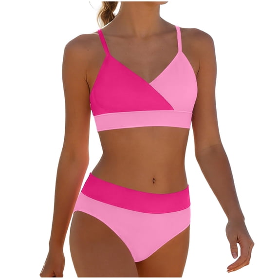 cocolona Girls Bikini Sets Fashion Color Block Two Piece Bathing Suits Summer Vacation Beach Swimsuits