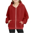 thumbnail image 1 of cocolona Girls Full Zip Hoodie Children's Solid Color Long Sleeve Corduroy Oversized Hooded Sweatshirts Fall Winter Casual Jacket 4-15 Years, 1 of 7