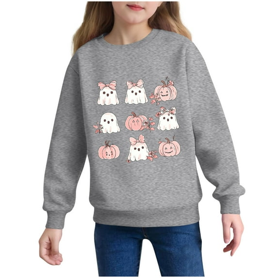cocolona Girls Halloween Sweatshirts Crewneck Long Sleeve Cute Graphic Shirts Fall Winter Casual Pullover Tops 2-6 Years