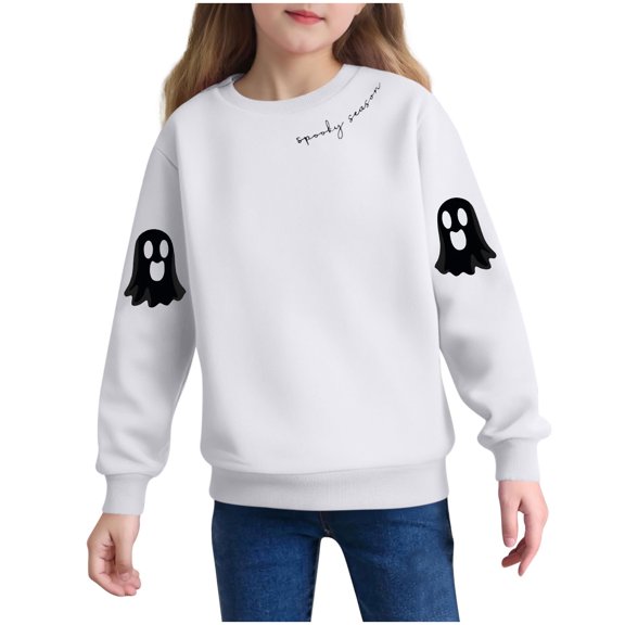 cocolona Girls Halloween Sweatshirts Crewneck Long Sleeve Cute Graphic Shirts Fall Winter Casual Pullover Tops 2-6 Years