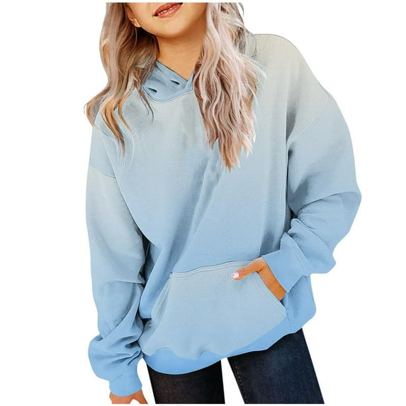 cocolona Girls Hoodie Fall Winter Casual Long Sleeve Oversized Hooded Sweatshirts Comfy Cute Gradient Color Tops with Pockets 2-13 Years
