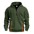 thumbnail image 1 of cocolona Half Zip Hoodies for Men Drawstring Hooded Sweatshirts Fall Winter Casual Long Sleeve Pullover Tops with Multi Pockets, 1 of 6