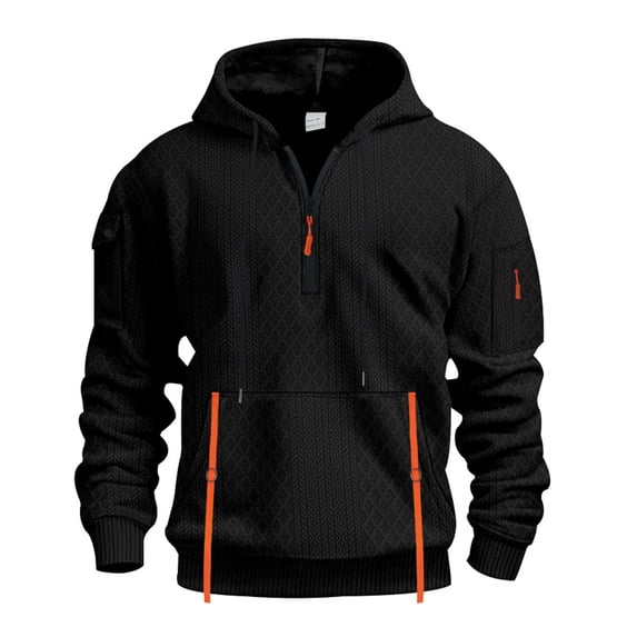 cocolona Half Zip Hoodies for Men Drawstring Hooded Sweatshirts Fall Winter Casual Long Sleeve Pullover Tops with Multi Pockets