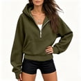 thumbnail image 1 of cocolona Half Zip Pullover Hoodies for Women Hooded Thumb Long Sleeve Casual Sweatshirts Solid Color Loose Fall Winter Fashion Outfits, 1 of 7