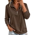 thumbnail image 1 of cocolona Half Zip Pullover Sweatshirts for Women Long Sleeve Solid Color Loose Casual Basic Sweatshirts, 1 of 7