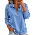 thumbnail image 1 of cocolona Half Zip Pullover Sweatshirts for Women Long Sleeve Solid Color Loose Casual Basic Sweatshirts, 1 of 7