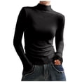 thumbnail image 1 of cocolona Half-high Collar Bottom Shirt For Women Fall Winter Long Sleeve Slim Fitted T-shirt Fashion Casual Solid Layer Tops, 1 of 5