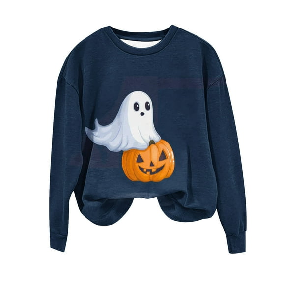 cocolona Halloween Sweatshirts for Women Fall Long Sleeve Crewneck Shirts Fashion Casual Loose Graphic Tops Hallowee Gifts
