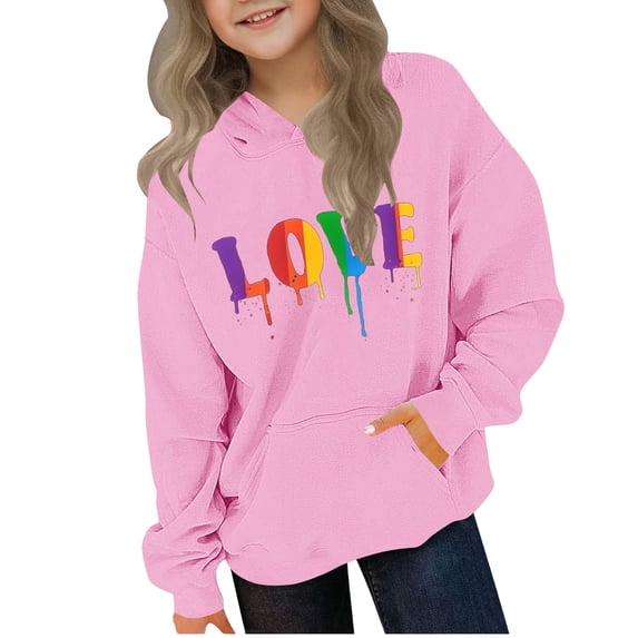 cocolona Hoodies for Girls Casual Long Sleeve Oversized Sweatshirts Cute Graphic Hoodie Fall Winter Pullover Tops 4-13 Years
