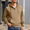 thumbnail image 1 of cocolona Hoodies for Men Button Collar Drawstring Hooded Sweatshirts Fall Winter Casual Solid Color Long Sleeve Pullover Tops with Pockets, 1 of 4