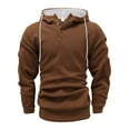 thumbnail image 1 of cocolona Hoodies for Men Button Drawstring Oversized Hooded Sweatshirts Fall Winter Casual Long Sleeve Pullover Tops Brown L, 1 of 8
