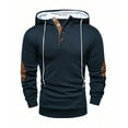 thumbnail image 1 of cocolona Hoodies for Men Button Drawstring Oversized Hooded Sweatshirts Fall Winter Casual Long Sleeve Pullover Tops Navy L, 1 of 6