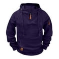 thumbnail image 1 of cocolona Hoodies for Men Half Zip Drawstring Hooded Sweatshirts Quarter Zip Long Sleeve Pullover Hoodie with Pockets, 1 of 5