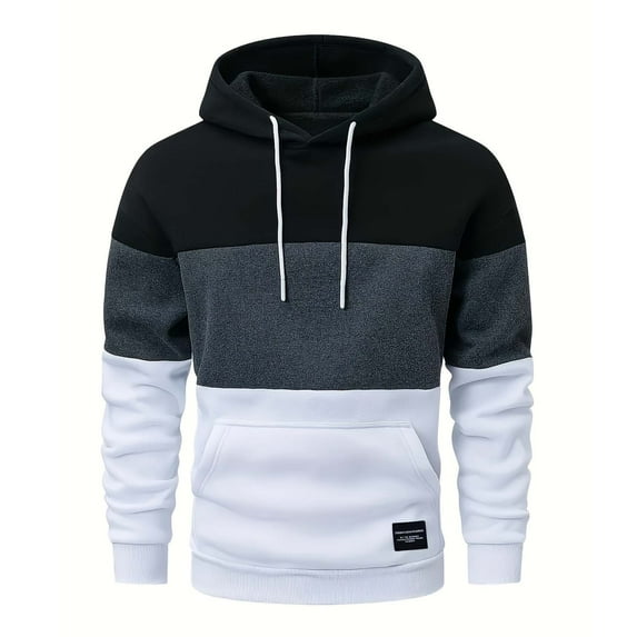 cocolona Hoodies for Men Long Sleeve Drawstring Hooded Sweatshirts Fall Winter Casual Color Block Pullover Tops with Pockets