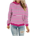 thumbnail image 1 of cocolona Hoodies for Women Long Sleeve Casual Striped Print Hooded Sweatshirts Fall Winter Trendy Pullover Tops with Pockets S-3XL, 1 of 5