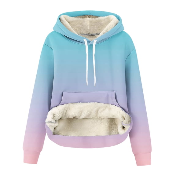 cocolona Hoodies for Women Winter Warm Fleece Hoodies Fashion Gradient Color Long Sleeve Pullover Sweatshirts