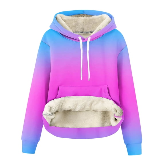 cocolona Hoodies for Women Winter Warm Fleece Hoodies Fashion Gradient Color Long Sleeve Pullover Sweatshirts