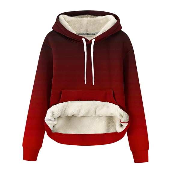 cocolona Hoodies for Women Winter Warm Fleece Hoodies Fashion Gradient Color Long Sleeve Pullover Sweatshirts