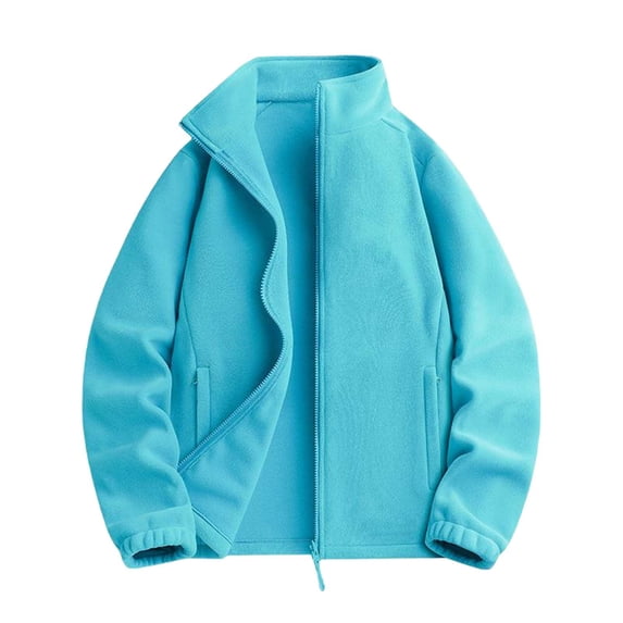 cocolona Jacket for Women Full Zip Soft Polar Fleece Warm Long Sleeve Outerwear Solid Color Casual Fall Winter Coat