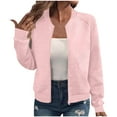 thumbnail image 1 of cocolona Jackets for Women Long Sleeve Casual Textured Lightweight Zipper Flight Jacket Fall Fashion Coat Tops, 1 of 7