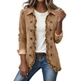 thumbnail image 1 of cocolona Jean Jacket for Women Solid Color Ruffle Open Front Denim Jacket Casual Button Down Trendy Outfits, 1 of 7