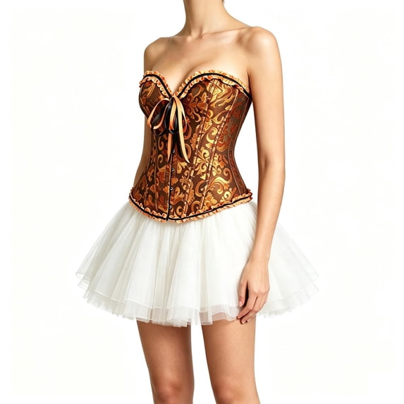 cocolona Lace Up Bustier Corset for Women Vintage Bow Push Up Strapless Overbust Corset Tops