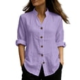thumbnail image 1 of cocolona Linen Button Down Solid Color Blouses for Women Collar Long Sleeve Shirts Dressy Casual Tops, 1 of 6