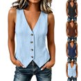 thumbnail image 1 of cocolona Linen Vest for Women Sleeveless Button Down Solid Color Trendy Waistcoat Trendy Casual Tops, 1 of 6