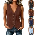 thumbnail image 1 of cocolona Linen Vest for Women Sleeveless Button Down Solid Color Trendy Waistcoat Trendy Casual Tops, 1 of 6