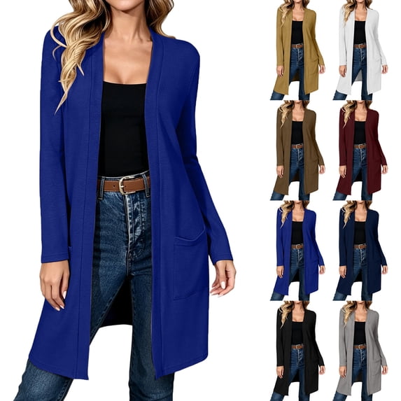 cocolona Long Cardigans for Women LightWeight Long Sleeve Open Front Casual Solid Color Cardigan Tops