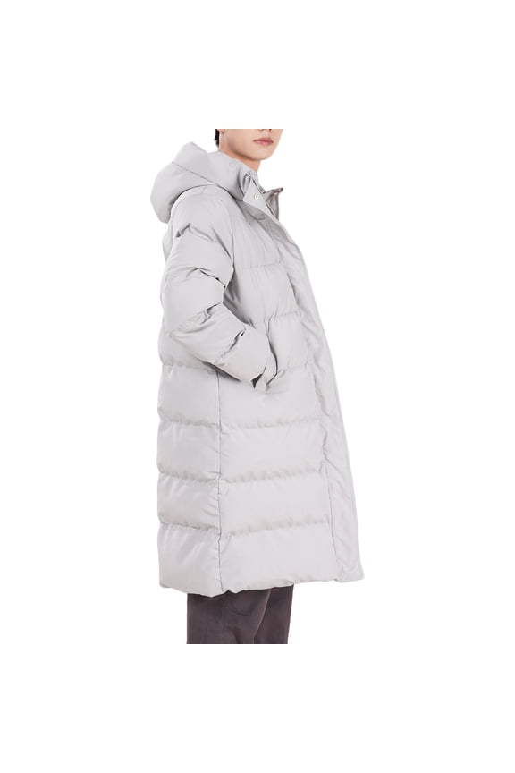 Long Puffer Jacket for Men Long Sleeve Zip Up Hooded Down Jacket Winter Thickened Warm Long Coats with Pocket
